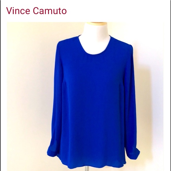 VINCE CAMUTO cobalt blue high low blouse. Size. S - Picture 2 of 9
